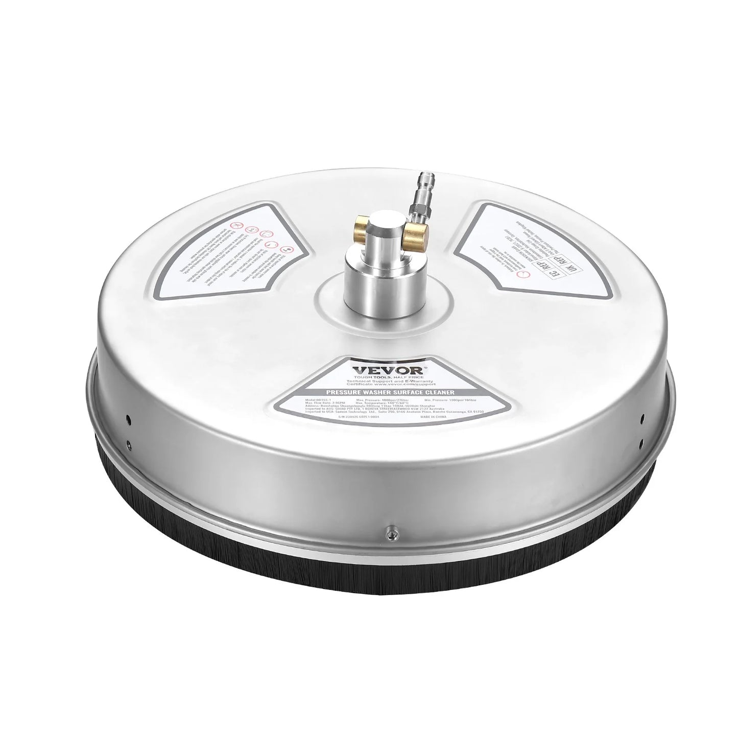 VEVOR 15 Pressure Washer Surface Cleaner W/ Wheels, Stainless Steel Concrete Cleaner 4000 Max PSI , 1/4 Quick-Connect Connector W/ 2 Extension Wand, Heavy Duty Power Washer for Floor Driveway, Patio