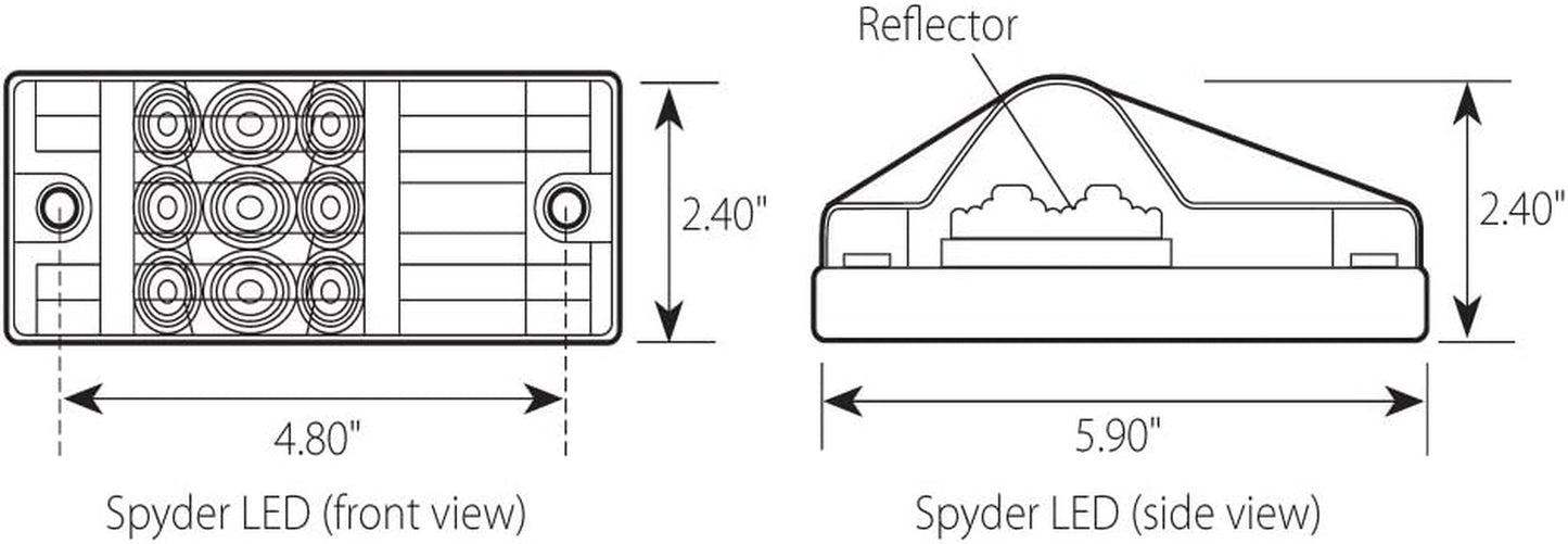 78600 Amber Spyder 9-LED Side Mount Maker and Turn Sealed Light