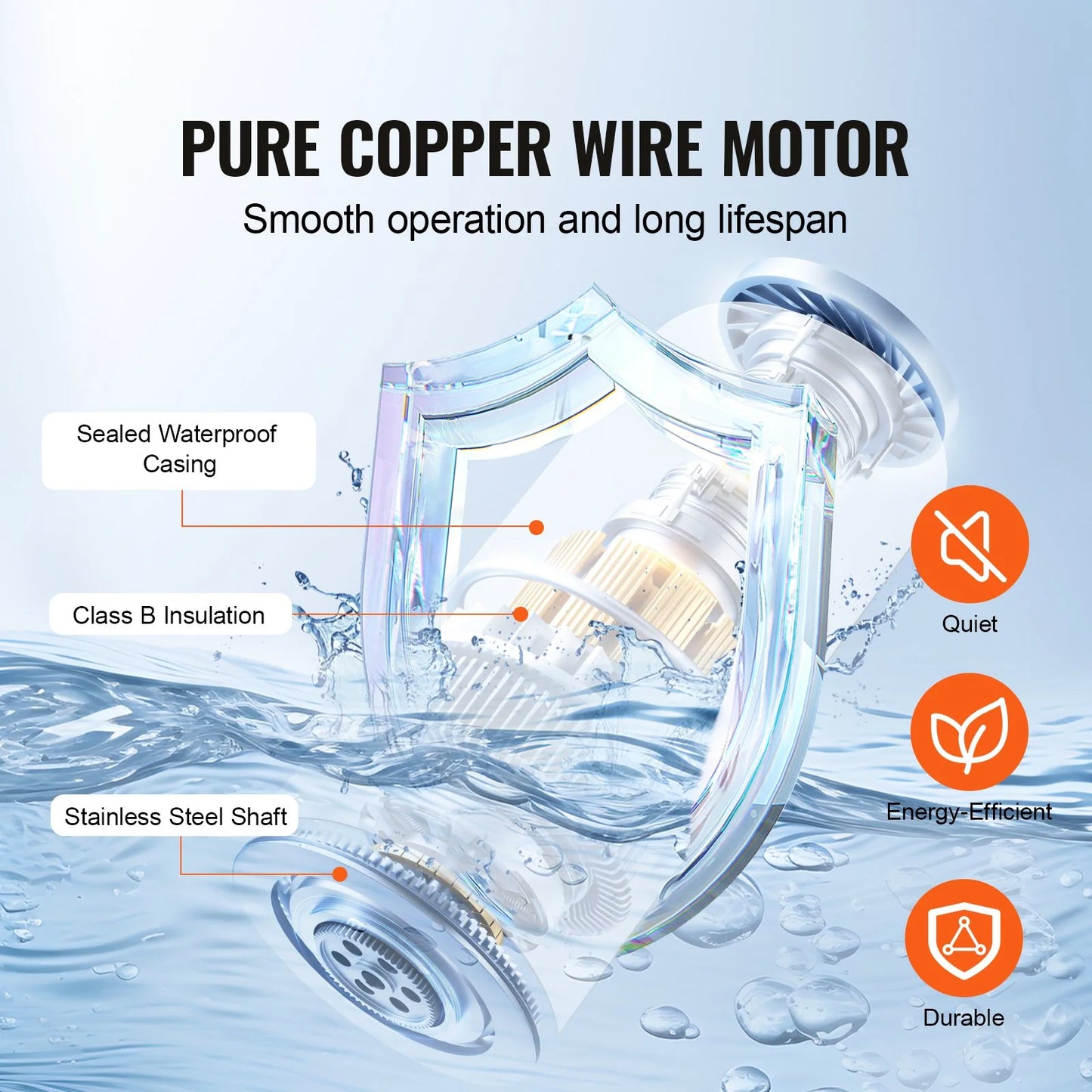 VEVOR Bilge Pump, 1100GPH 12V Automatic Submersible Boat Bilge Water Pump with Float Switch, 1.1 Outlet Diameter, Small Boat Bilge Pump, Marine Electric Bilge Pump for Boats, Ponds, Pools, Basements
