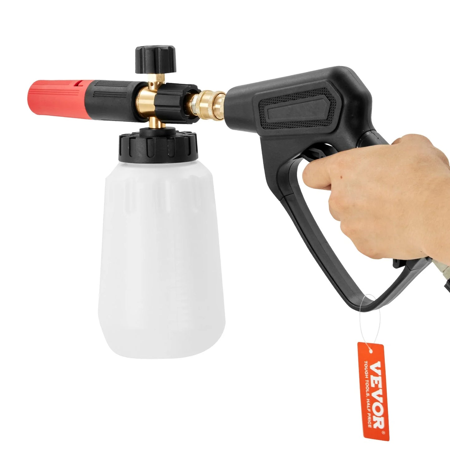 VEVOR Pressure Washer Gun Set, 0.22 Gal Foam Cannon, 4000 PSI Washer Spay Gun with 1/4 Inch Quick Connector & 5 Nozzle Tips, Pressure Washer Handle with M22-14 Mm & M22-15Mm & 3/8'' Inlet Connector