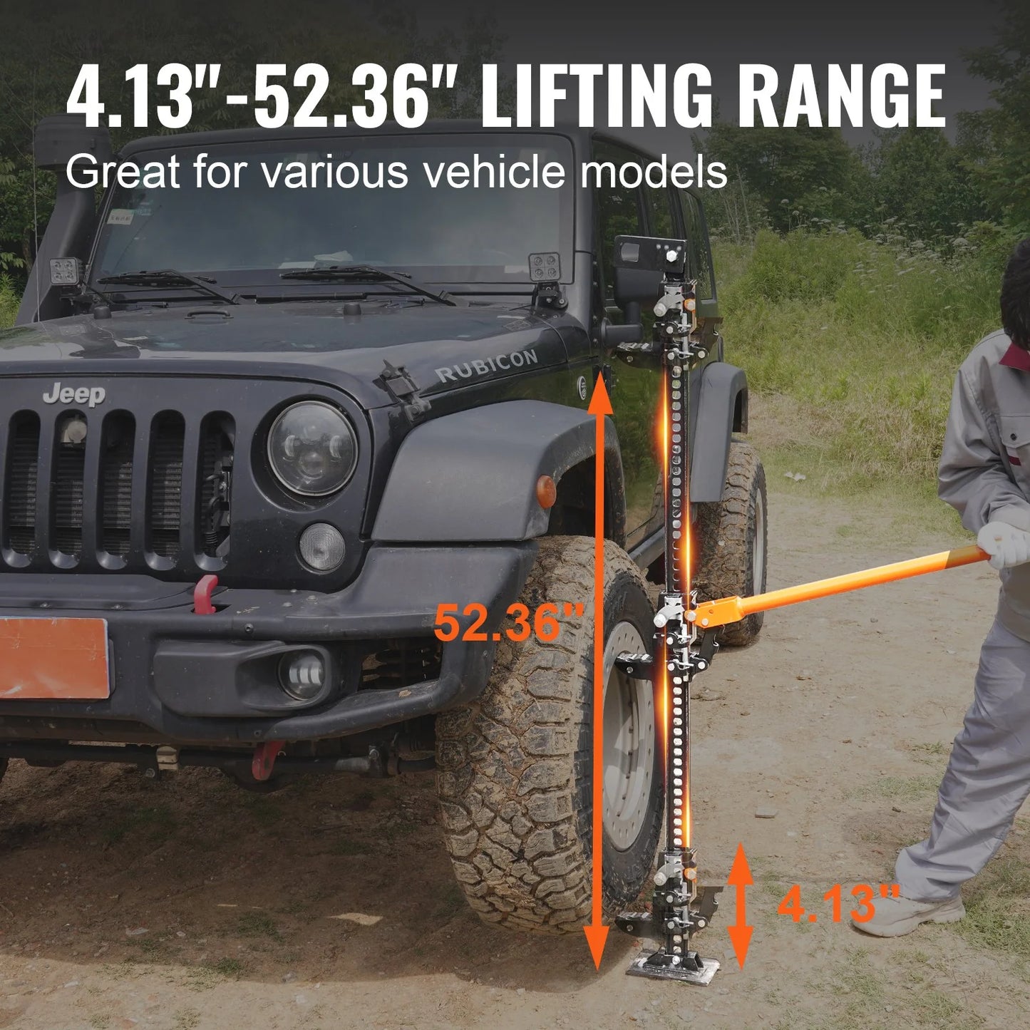 VEVOR High Lift Farm Jack, 60 Utility Farm Jack, 7000 Lbs Capacity Ratcheting off Road Utility Jack, Heavy-Duty Farm Jack for Tractor, Truck, SUV, Bumper Lift, Orange