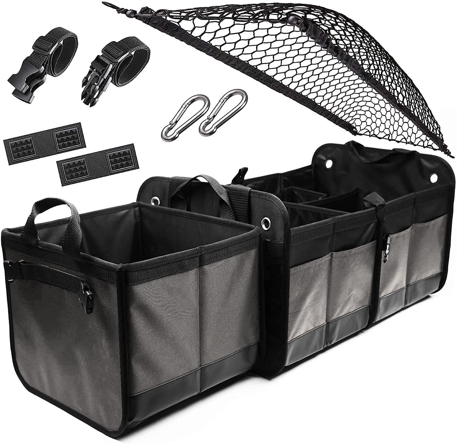 3 Compartment Separable Collapsible Car Trunk Storage Organizer for SUV Minivan