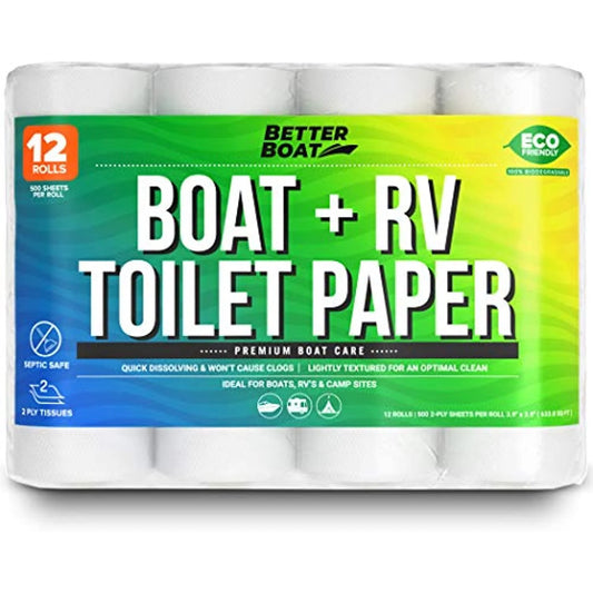 Boat and RV 2 Ply Toilet Paper, Unscented, 12 Rolls per Case