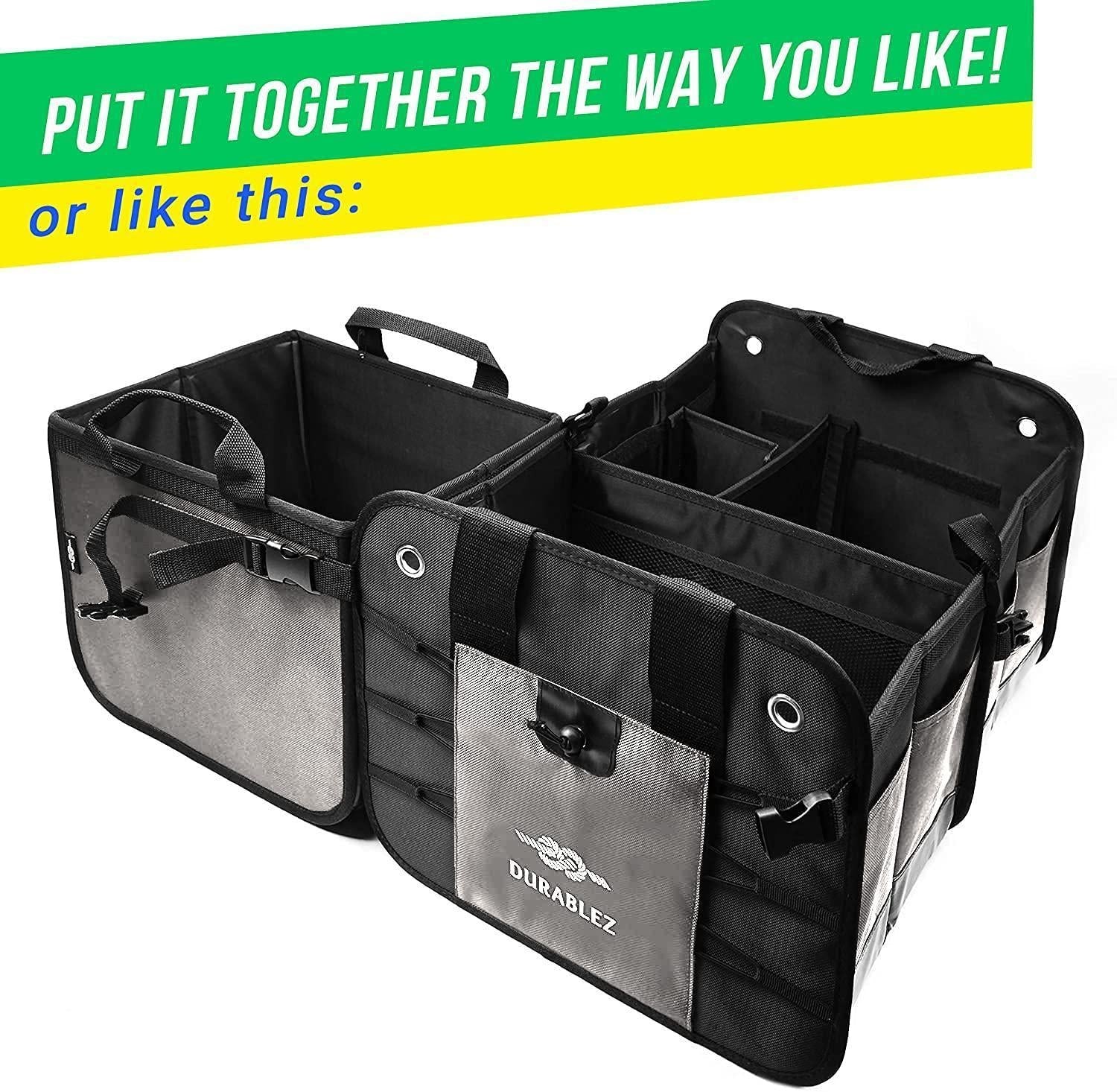 3 Compartment Separable Collapsible Car Trunk Storage Organizer for SUV Minivan