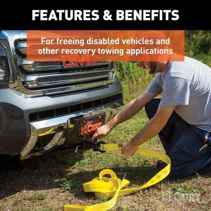 83066 30-Foot Yellow Nylon Recovery Tow Strap, 18,000 Lbs Break Strength , WHITE