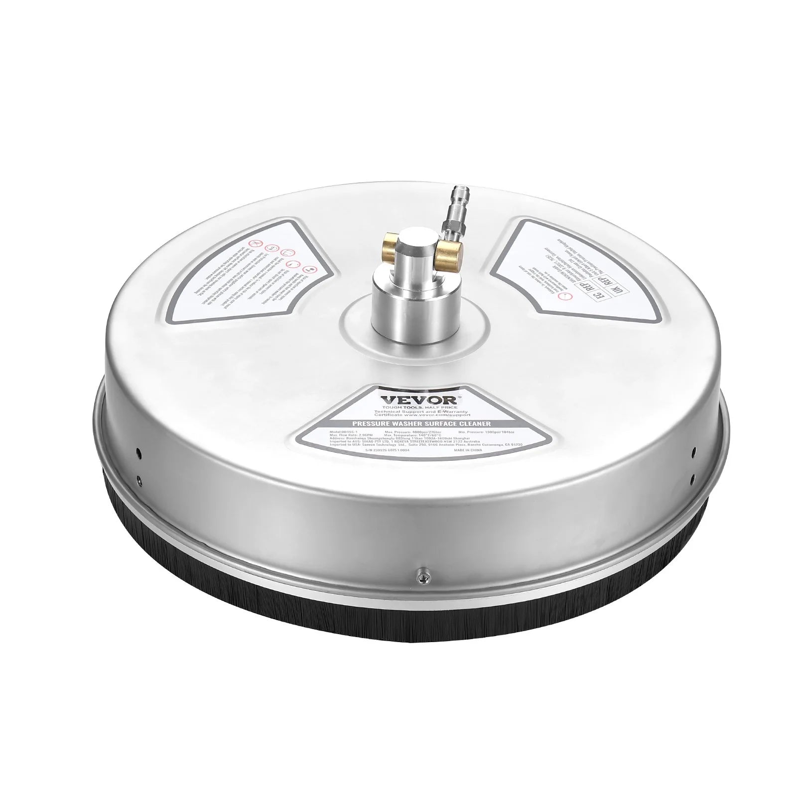 VEVOR 15 Pressure Washer Surface Cleaner W/ Wheels, Stainless Steel Concrete Cleaner 4000 Max PSI , 1/4 Quick-Connect Connector W/ 2 Extension Wand, Heavy Duty Power Washer for Floor Driveway, Patio