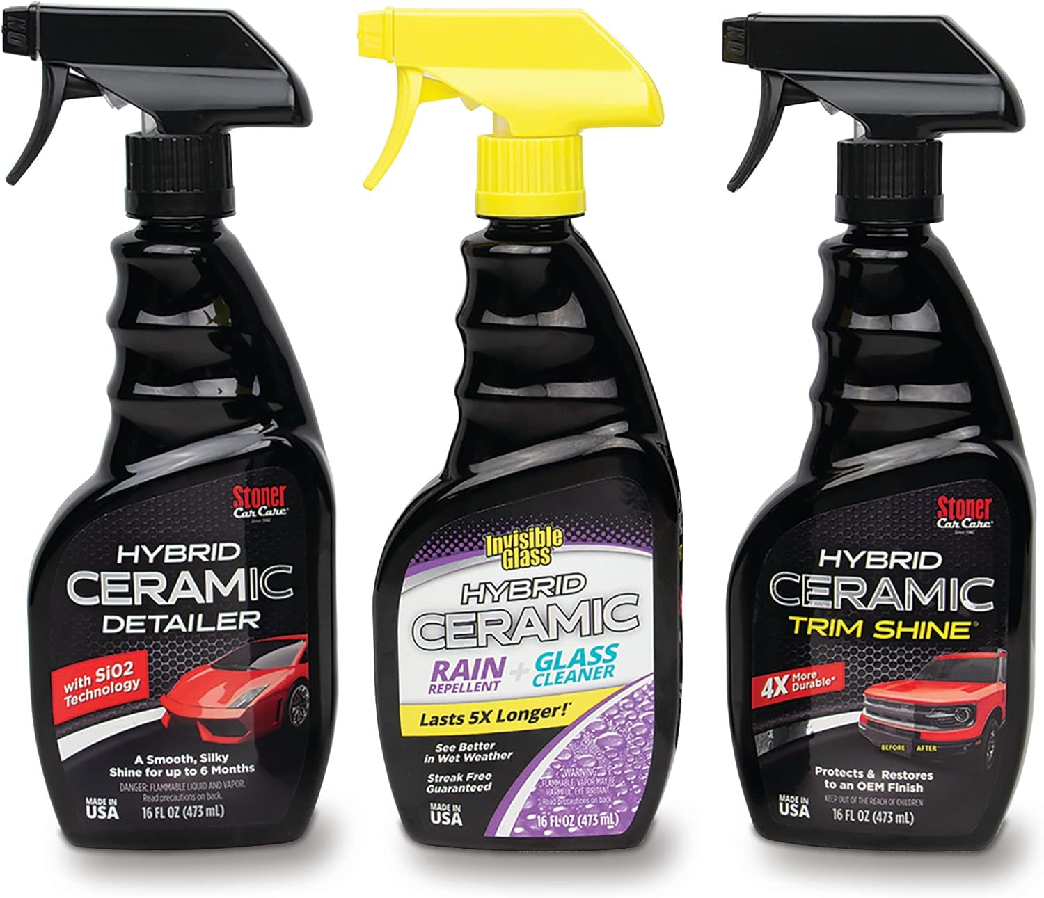 99615 Hybrid Ceramic Kit Includes Hybrid Ceramic Detailer to Enhance Exterior Paint, Hybrid Ceramic Trim Shine to Protect and Restore, Hybrid Ceramic Rain Repellent and Glass Cleaner