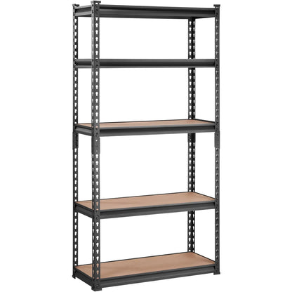 VEVOR Storage Shelving Unit, 5-Tier Adjustable, 2000 Lbs Capacity, Heavy Duty Garage Shelves Metal Organizer Utility Rack, Black, 30 L X 12 W X 60 H for Kitchen Pantry Basement Bathroom Laundry