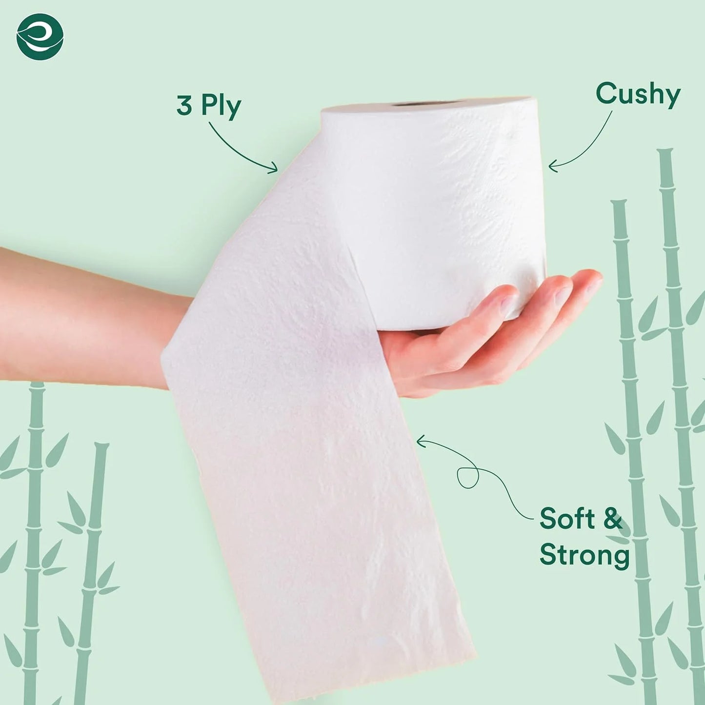 100% Compostable Tree Free Toilet Paper Set of 12 Rolls | 3Ply with 3600 Sheets, 300 Sheets Each | Ultra Soft Toilet Paper, Septic Safe Toilet Paper