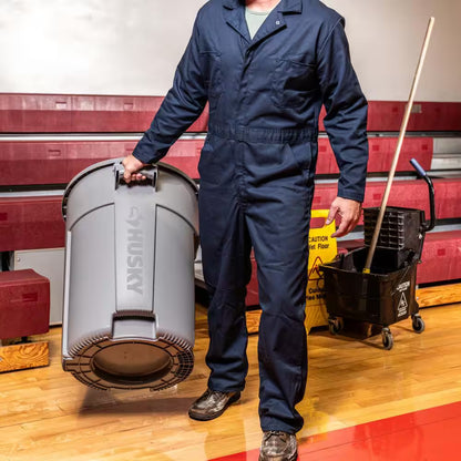 32 Gal. Grey Outdoor Vented Trash Can with Domed Lid