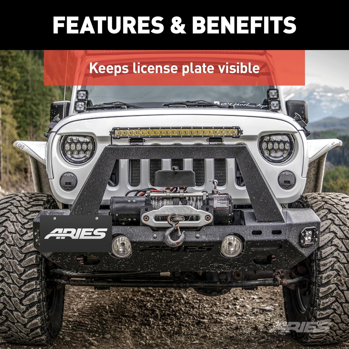 55-0000 Jeep Bumper License Plate Bracket , Black