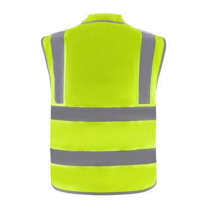 Safety Vest Reflective Yellow Work Vest with 10 Pockets for Men & Women