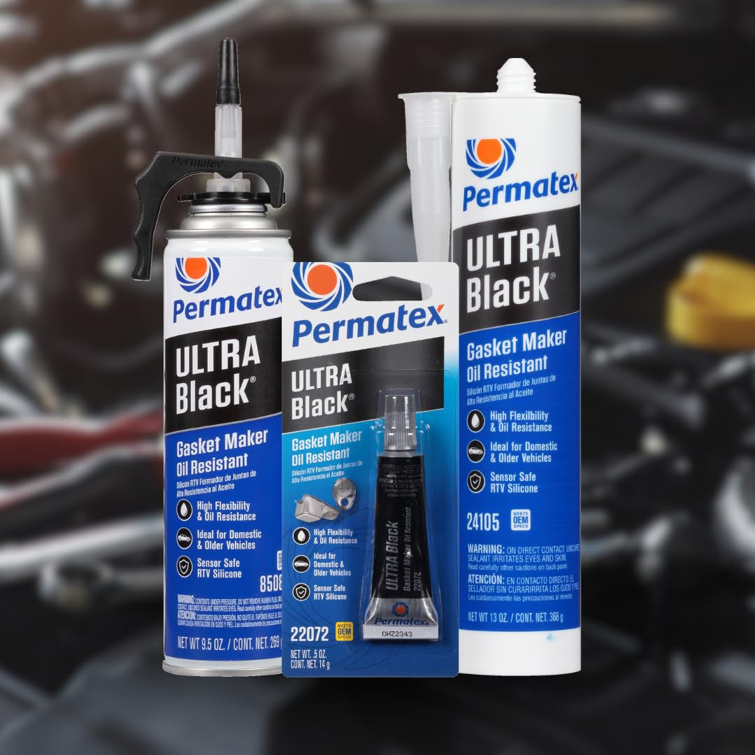 82180 Ultra Black Maximum Oil Resistance RTV Silicone Gasket Maker, Sensor Safe and Non-Corrosive, for High Flex and Oil Resistant Applications 3 Oz