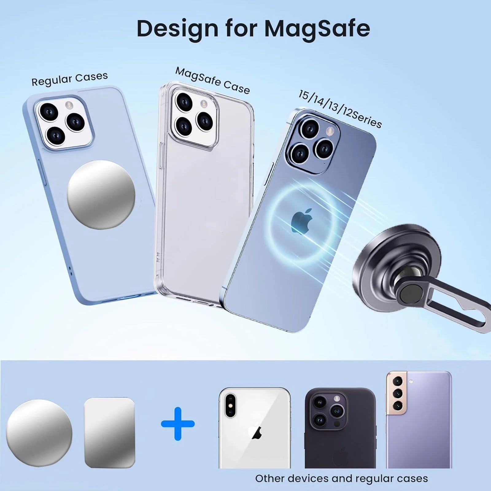 Magnetic Car Mount: 360 Degrees Rotatable Car Phone Holder - Air Vent Dashboard Windshield Car Mount