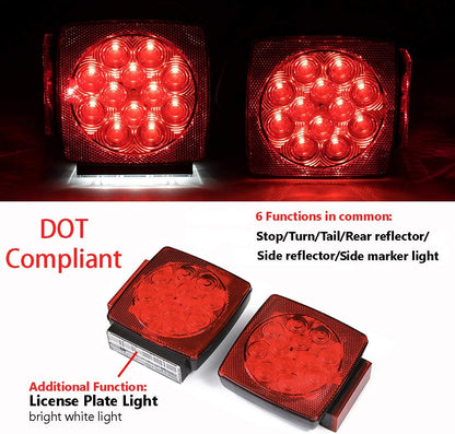 12V Submersible LED Trailer Tail Light Kit for under 80 Inch Trailer Boat Utility Trailer Waterproof (Trailer Light Kit)
