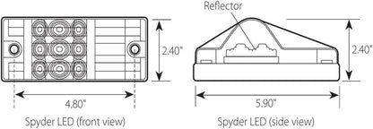78600 Amber Spyder 9-LED Side Mount Maker and Turn Sealed Light