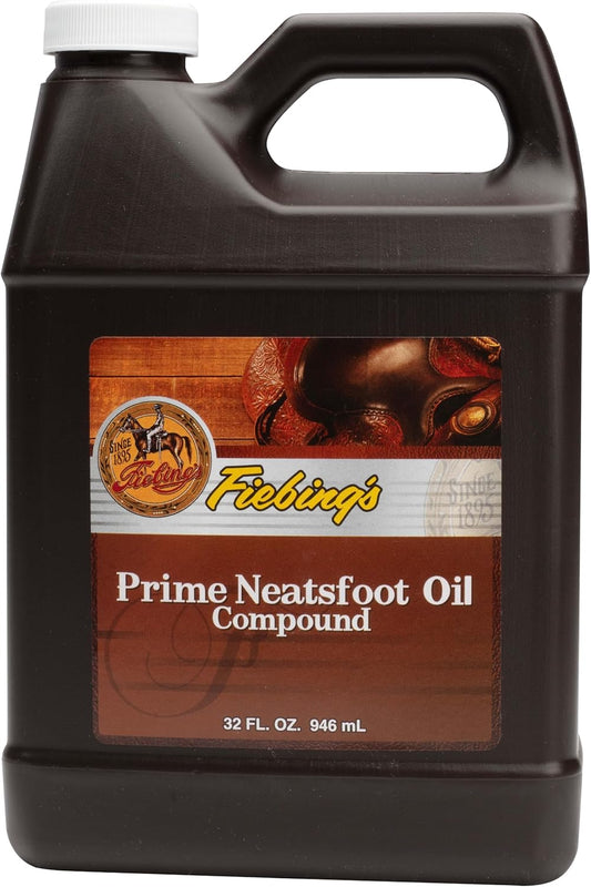 Prime Neatsfoot Oil 32 Fl Oz - Leather Conditioner & Preservative with Synthetic & Natural Animal Oil - Waterproof, Soften, Restore & Strengthen Leathercraft Shoe, Boot, Saddle, Couch, Purse