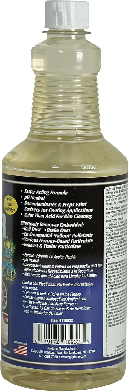 GT Iron Eater, Fast Acting Cleansing Gel Solution Iron Remover with Color Indicator, Safe on Glass, Paint, and Rims, Including Aluminum and Chrome, 32 Fl Oz