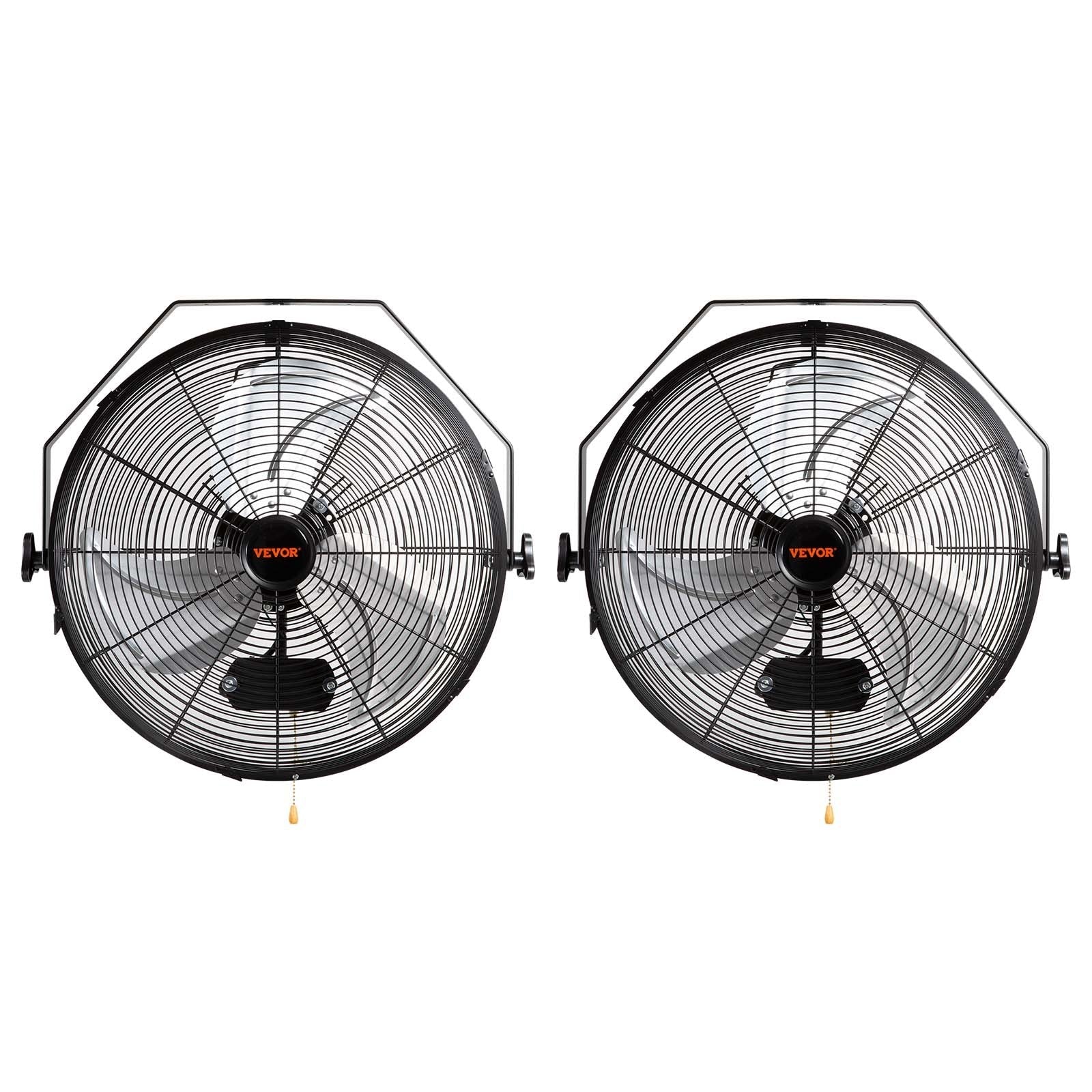 VEVOR Wall Mount Fan, 2 PCS 18 Inch Waterproof, 3-Speed High Velocity Max. 4000 CFM Industrial Wall Fan for Indoor, Commercial, Residential, Warehouse, Greenhouse, Workshop, Basement, Garage,Black