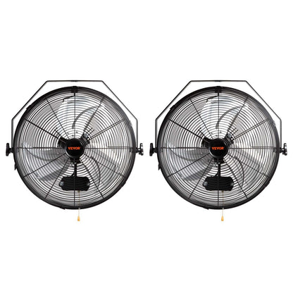 VEVOR Wall Mount Fan, 2 PCS 18 Inch Waterproof, 3-Speed High Velocity Max. 4000 CFM Industrial Wall Fan for Indoor, Commercial, Residential, Warehouse, Greenhouse, Workshop, Basement, Garage,Black