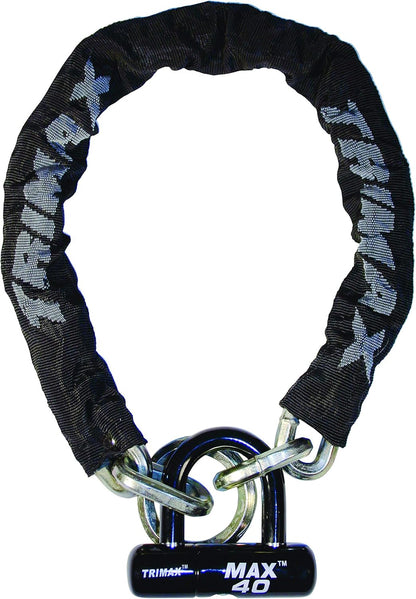 Thex Super Chain 3' 3" L with 12Mm Links & Max40 Disk Lock THEX3340, Wrap Packaging, Black