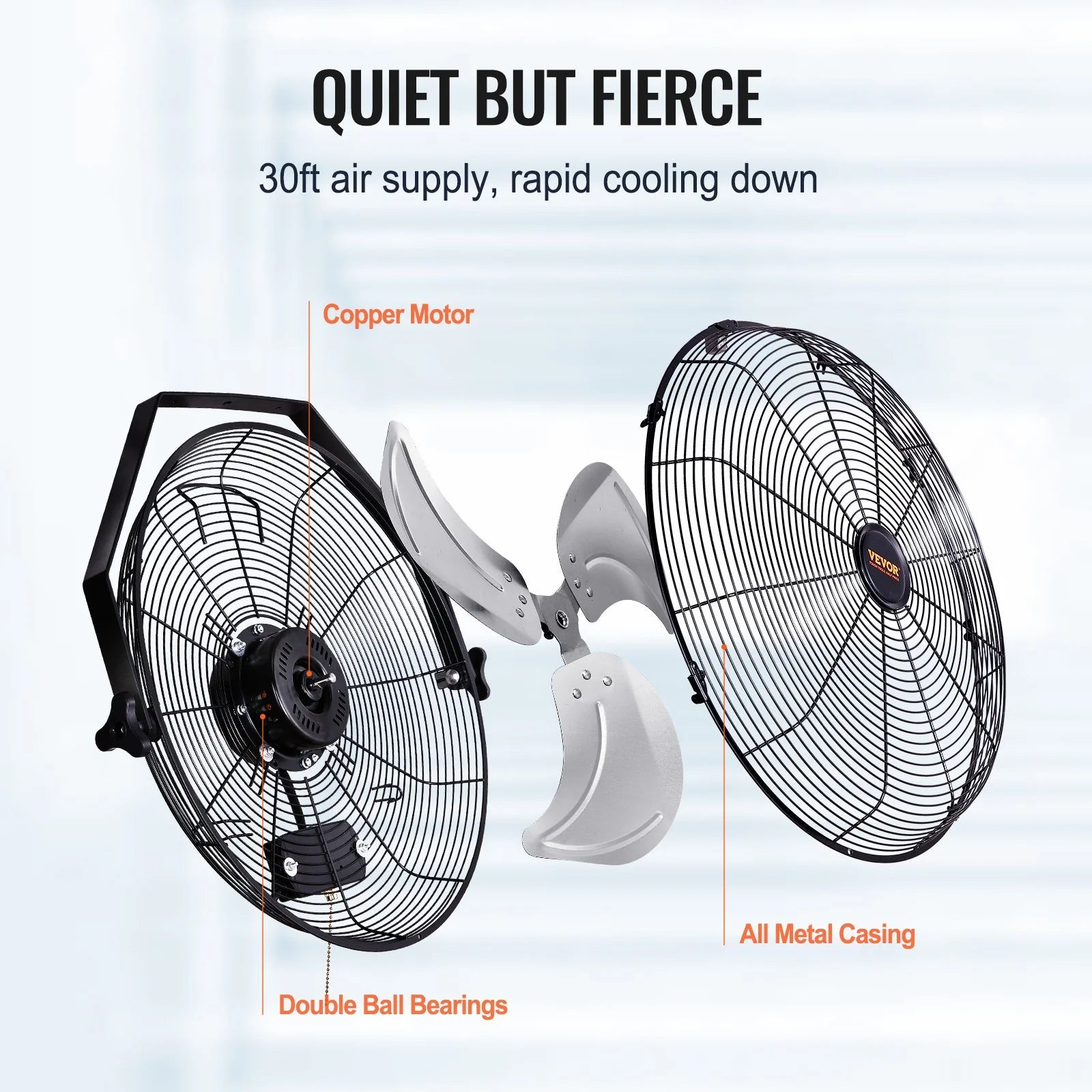 VEVOR Wall Mount Fan, 2 PCS 18 Inch Waterproof, 3-Speed High Velocity Max. 4000 CFM Industrial Wall Fan for Indoor, Commercial, Residential, Warehouse, Greenhouse, Workshop, Basement, Garage,Black