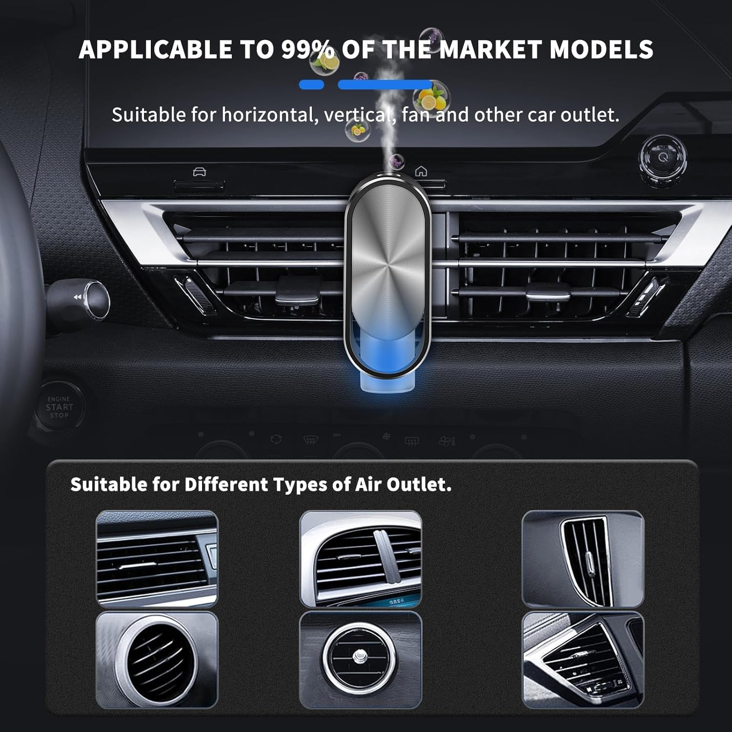 Smart Air Freshener Car Diffuser Aroma Spray Automatic Interior Car Air Freshener(Diffuser with 4 Essential Oil) (Cologne)