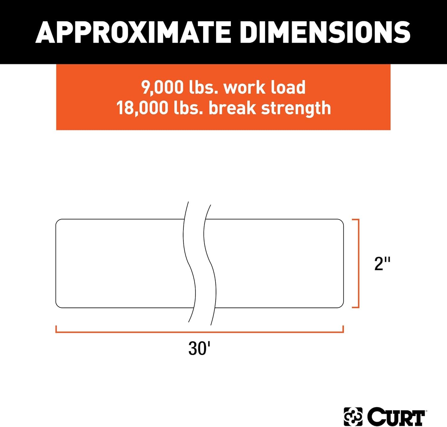 83066 30-Foot Yellow Nylon Recovery Tow Strap, 18,000 Lbs Break Strength , WHITE