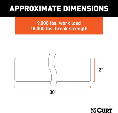 83066 30-Foot Yellow Nylon Recovery Tow Strap, 18,000 Lbs Break Strength , WHITE