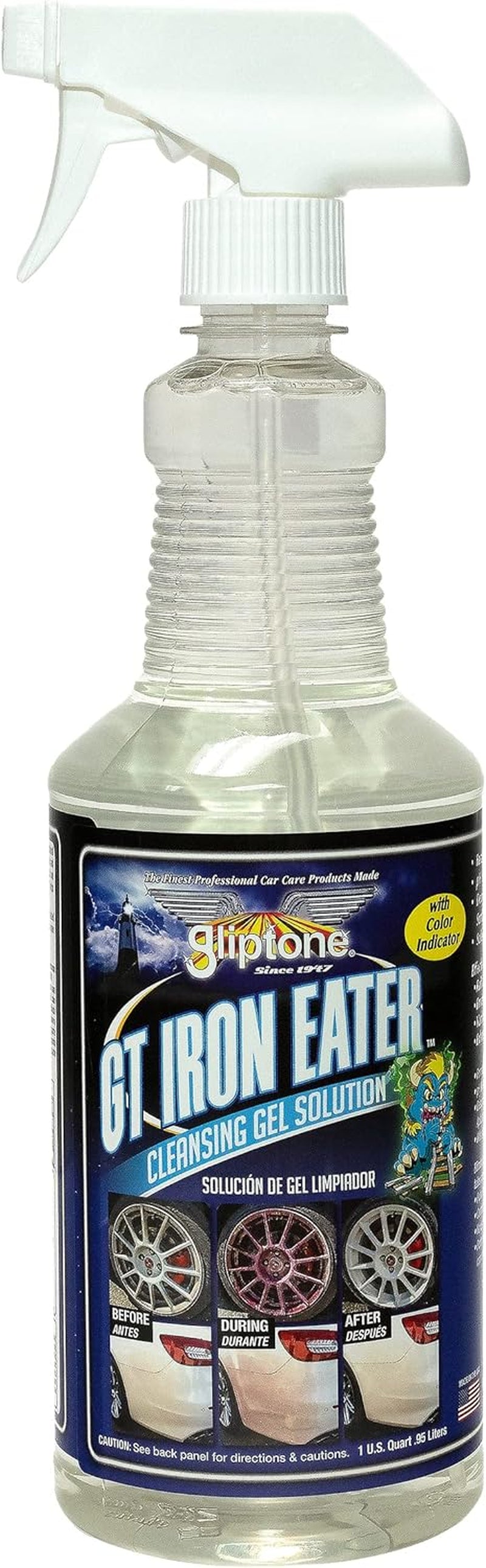 GT Iron Eater, Fast Acting Cleansing Gel Solution Iron Remover with Color Indicator, Safe on Glass, Paint, and Rims, Including Aluminum and Chrome, 32 Fl Oz