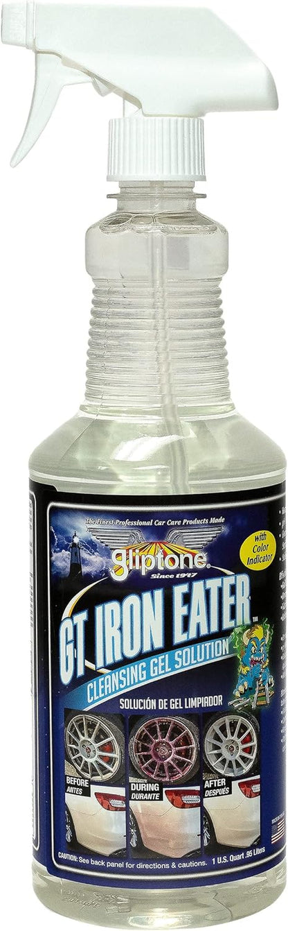 GT Iron Eater, Fast Acting Cleansing Gel Solution Iron Remover with Color Indicator, Safe on Glass, Paint, and Rims, Including Aluminum and Chrome, 32 Fl Oz