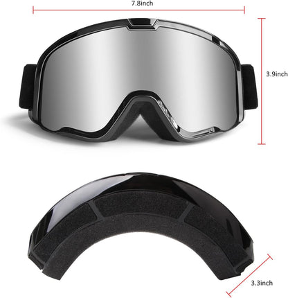 Motocross Goggles for Adult ATV, Motorcycle, Dirtbike & Offroad - UV400 Anti-Scratch, Dustproof Silver MX Goggles
