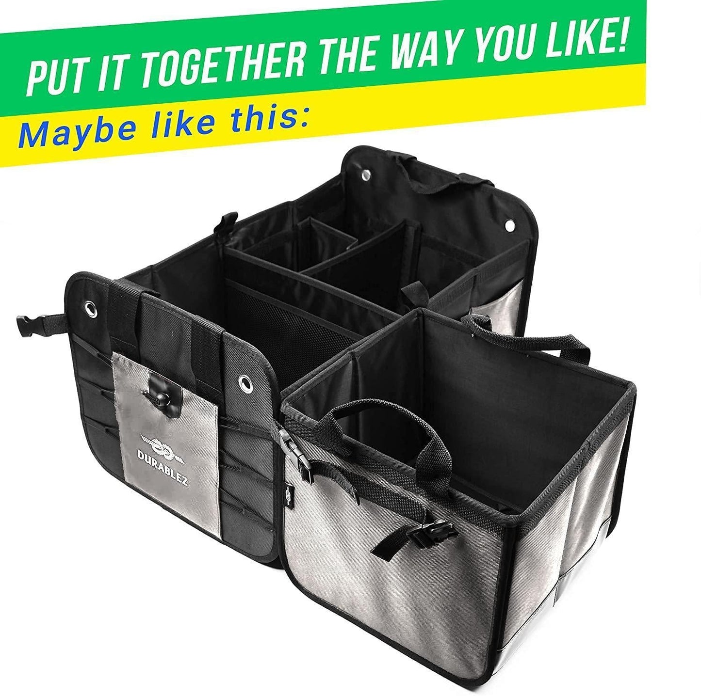 3 Compartment Separable Collapsible Car Trunk Storage Organizer for SUV Minivan