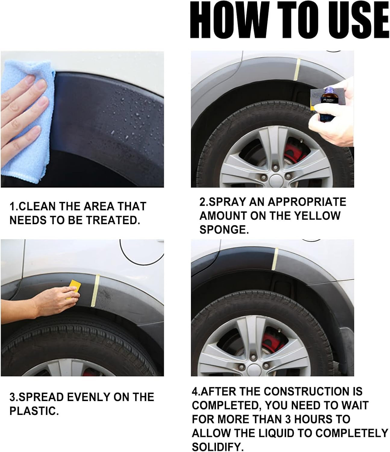 Rayhong Auto Plastic Refurbisher Best Interior Dashboard Parts Leather Surface Wax Dust-Proof Glazing Cleaning Repair Liquid Multi-Purpose Application Deep Cleaning Belt Sponge