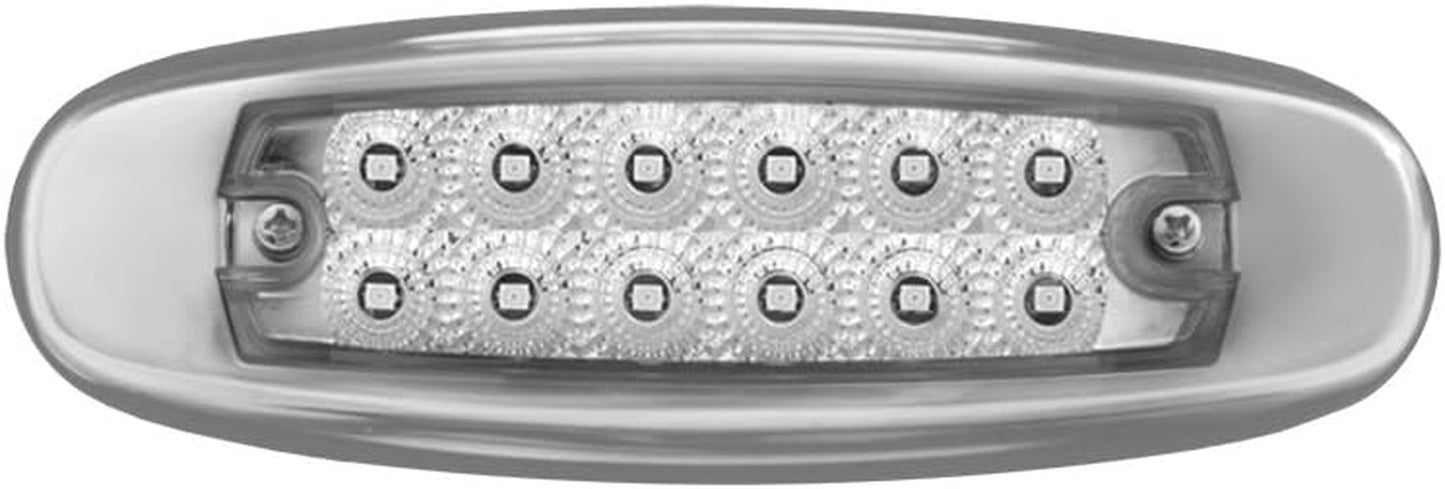 78566 Amber Rectangular Spyder 12-LED Marker and Clearance Sealed Light with Clear Lens and Stainless Steel Rim