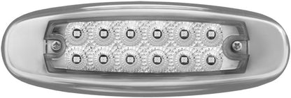 78566 Amber Rectangular Spyder 12-LED Marker and Clearance Sealed Light with Clear Lens and Stainless Steel Rim