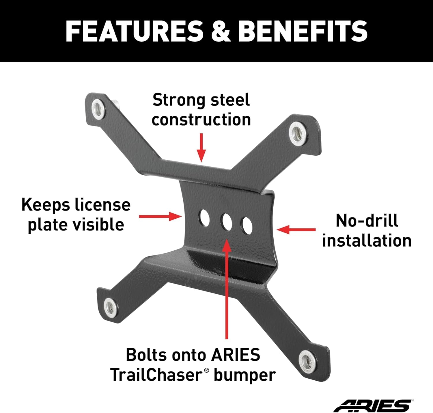 55-0000 Jeep Bumper License Plate Bracket , Black