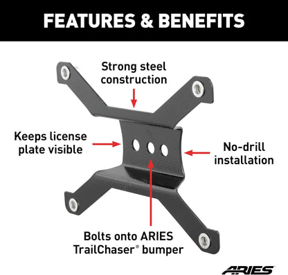 55-0000 Jeep Bumper License Plate Bracket , Black