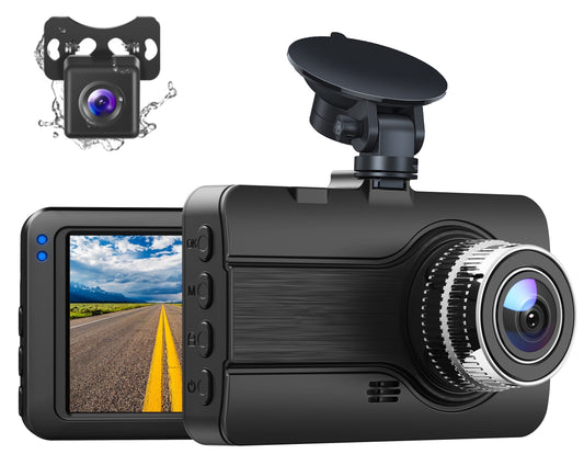 Dash Cam Front and Rear, 1080P Dual 3" Car Camera, Parking Monitor, Loop Recording