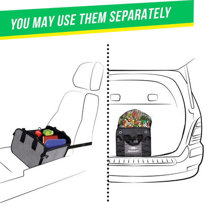 3 Compartment Separable Collapsible Car Trunk Storage Organizer for SUV Minivan