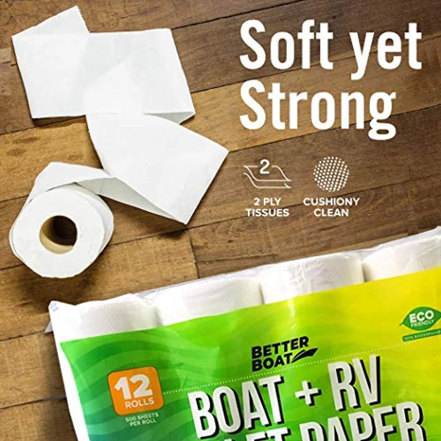 Boat and RV 2 Ply Toilet Paper, Unscented, 12 Rolls per Case