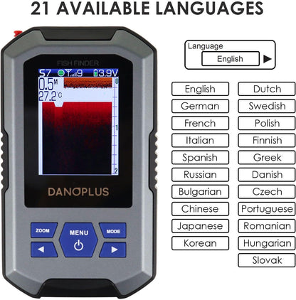 Portable Fish Finder Large HD Display Wireless Fish Finder, Fish Finders & Depth Finders for Boats with 147 Feet Depth Detection Sensor, Rechargeable Castable Fish Finder Display Fish, Temp, Depth