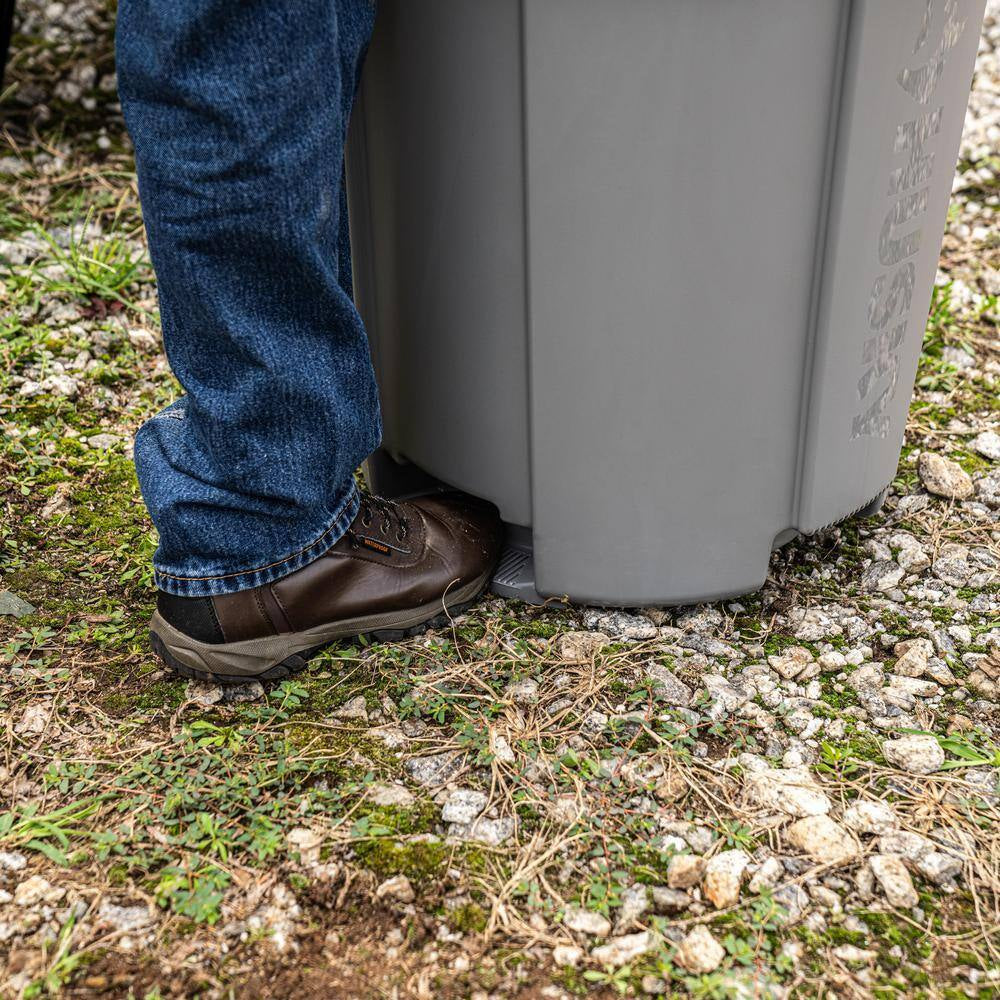 32 Gal. Grey Outdoor Vented Trash Can with Domed Lid