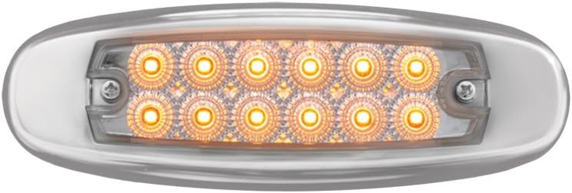 78566 Amber Rectangular Spyder 12-LED Marker and Clearance Sealed Light with Clear Lens and Stainless Steel Rim