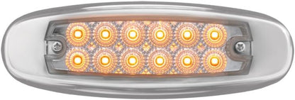 78566 Amber Rectangular Spyder 12-LED Marker and Clearance Sealed Light with Clear Lens and Stainless Steel Rim