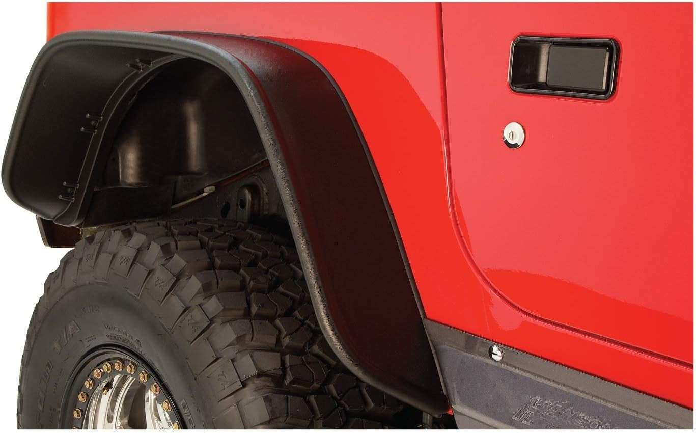 10056-07 Black Jeep Flat Style Textured Finish Rear Fender Flares for 1997-2006 Jeep Wrangler TJ