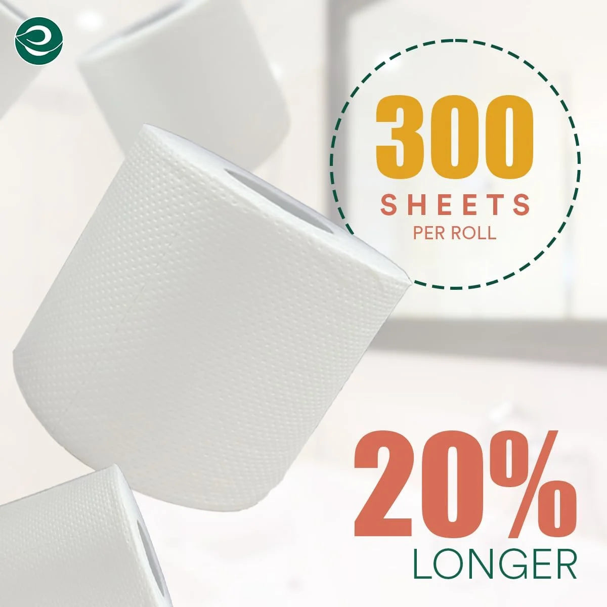 100% Compostable Tree Free Toilet Paper Set of 12 Rolls | 3Ply with 3600 Sheets, 300 Sheets Each | Ultra Soft Toilet Paper, Septic Safe Toilet Paper