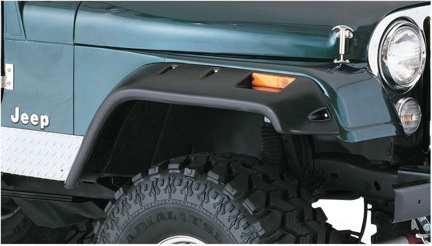 Jeep Cutout Pocket/Rivet Style Front & Rear Fender Flares | 4-Piece Set, Black, Textured Finish | 10910-07 | Fits 1956-1986 Jeep CJ5, CJ5A, CJ6, CJ6A, CJ7, Willys