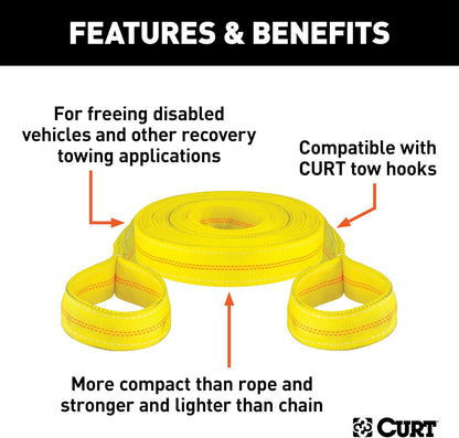 83066 30-Foot Yellow Nylon Recovery Tow Strap, 18,000 Lbs Break Strength , WHITE