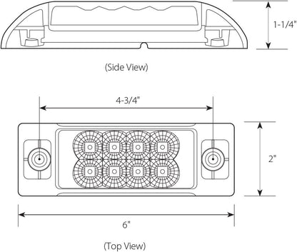 77662 Rectangular Spyder Red/Red 8 LED Sealed Marker Light